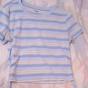 Arizona Jean Company Kids Light Blue and White Striped Tee